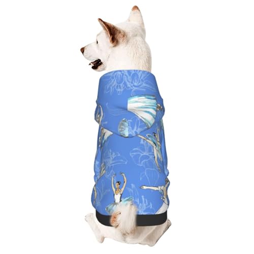 Blue Ballerina Girl Basic Hunde-Kapuzenpullover, Hundekleidung für Welpen, Kätzchen, kleine, mittelgroße Hunde und Katzen von CFAN