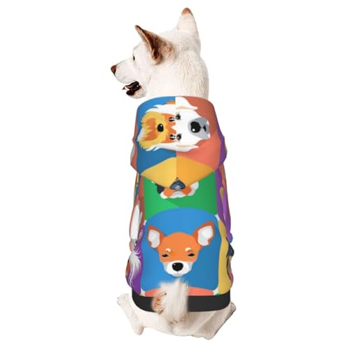 Bunter Cartoon-Hundekopf-Wintermantel mit Kapuze, Hundekleidung für kleine Hunde, Haustier-Kapuzenpullover, Katzenbekleidung von CFAN