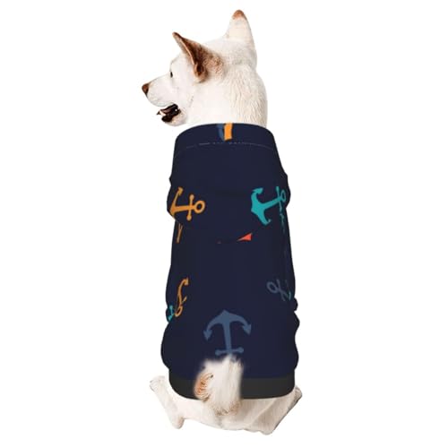 Colorful Anchors Basic Hunde-Kapuzenpullover, Hundekleidung für Welpen, Kätzchen, kleine, mittelgroße Hunde und Katzen von CFAN