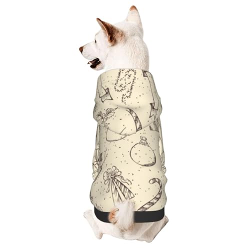 Handgezeichnetes Weihnachtselemente Muster Hund Hoodie Welpen Pullover Sweatshirt Herbst Winter Mantel Haustier Kleidung für Hund Katze von CFAN