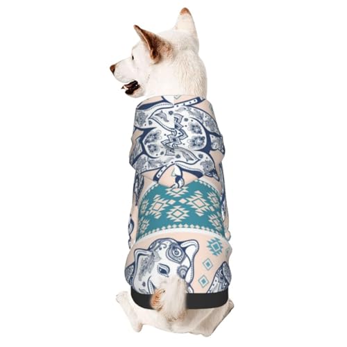 Hunde-Kapuzenpullover im Vintage-Stil, indischer Lotus, ethnischer Elefant, für kleine, mittelgroße Hunde, Katzen, Kätzchen Hunde-Kapuzenpullover im Vintage-Stil, indischer Lotus, ethnischer Elefant, für kleine, mittelgroße Hunde, Katzen, Kätzchen von CFAN
