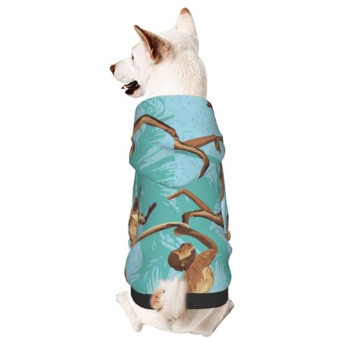 Hunde-Kapuzenpullover mit Affen- und Palmenmotiv, Haustierkleidung, für kleine und mittelgroße Hunde von CFAN