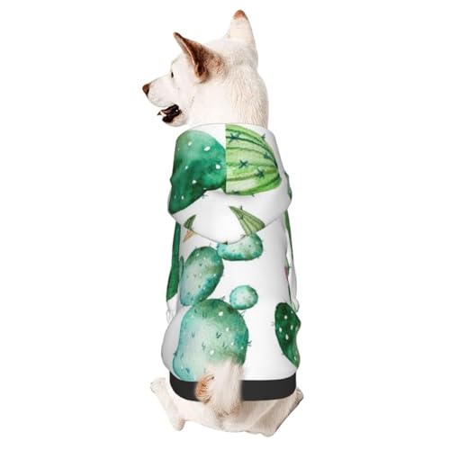 Hunde-Kapuzenpullover mit Aquarell-Kaktus-Pflanzenmuster, Winterpullover, Haustier-Pullover, Hundekleidung Hunde-Kapuzenpullover mit Aquarell-Kaktus-Pflanzenmuster, Winterpullover, Haustier-Pullover, Hundekleidung von CFAN