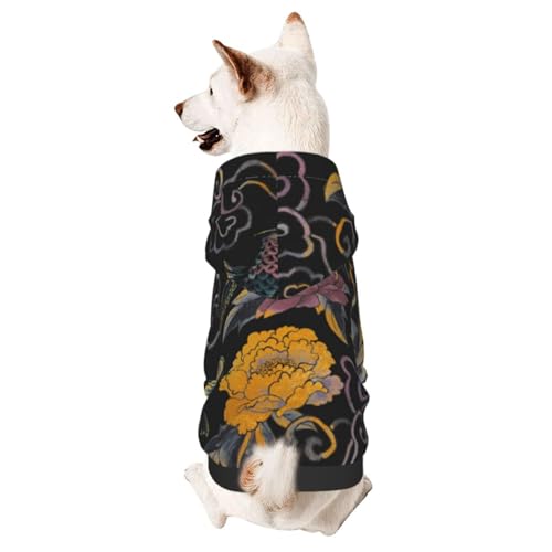 Hunde-Kapuzenpullover mit Blumen und Koi-Muster für den Winter, Haustier-Sweatshirt, Haustierpullover, Hundekleidung von CFAN