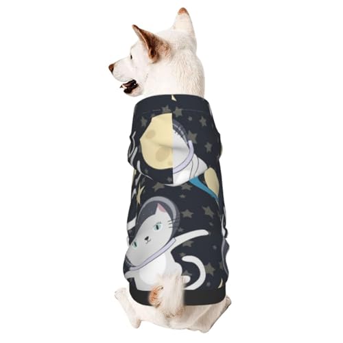 Hunde-Kapuzenpullover mit Cartoon-Katzen-Astronauten im Weltraum, Hundekleidung für Welpen, Kätzchen, kleine, mittelgroße Hunde, Katzen von CFAN