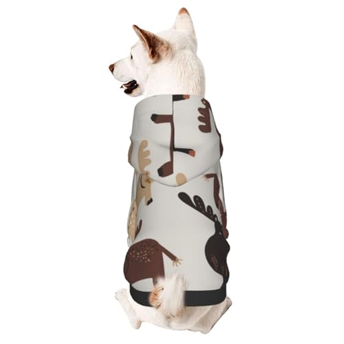 Hunde-Kapuzenpullover mit Elchmuster, für Herbst und Winter, Haustierkleidung für Hunde und Katzen von CFAN