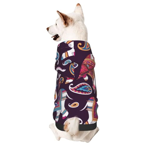 Hunde-Kapuzenpullover mit Elefanten- und Paisleymuster, indischer Stil, Winterpullover, Hundepullover von CFAN