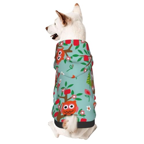 Hunde-Kapuzenpullover mit Eulen und Bäumen, für den Winter, Haustier-Sweatshirt, Hundebekleidung von CFAN