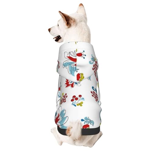 Hunde-Kapuzenpullover mit Feuervogel und Johannisbeere im russischen Stil, Winter-Hundepullover, Haustier-Pullover, Hundebekleidung von CFAN