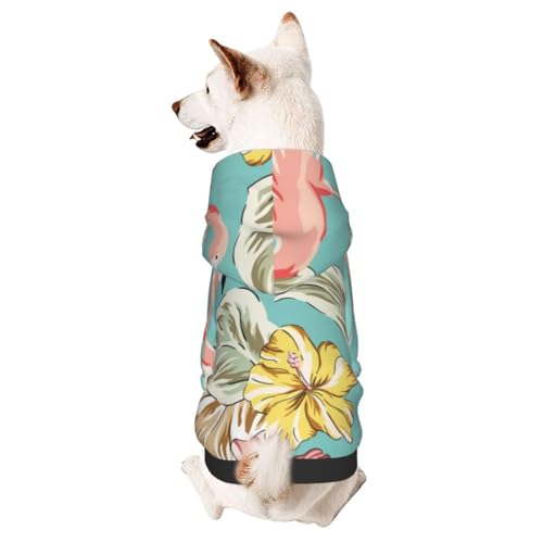 Hunde-Kapuzenpullover mit Flamingo-Vögeln und Palmenblättern, für kleine, mittelgroße Hunde, Katzen, Kätzchen von CFAN