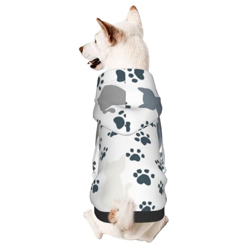 Hunde-Kapuzenpullover mit Katzen-Silhouette und Katzenpfotenmuster, Hundekleidung für Welpen, Kätzchen, kleine, mittelgroße Hunde, Katzen von CFAN