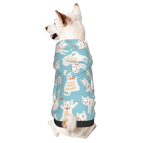 Hunde-Kapuzenpullover mit Katzenmuster, für kleine, mittelgroße Hunde, Katzen, Kätzchen von CFAN