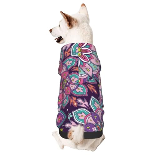 Hunde-Kapuzenpullover mit Mandala-Muster, Boho-Stil, für kleine und mittelgroße Hunde, Katzen, Kätzchen, Violett von CFAN