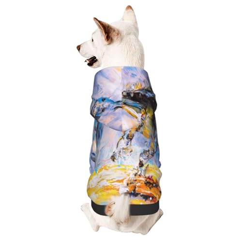 Hunde-Kapuzenpullover mit Ölgemälde, Laufpferd, warm, für kleine und mittelgroße Hunde Hunde-Kapuzenpullover mit Ölgemälde, Laufpferd, warm, für kleine und mittelgroße Hunde von CFAN