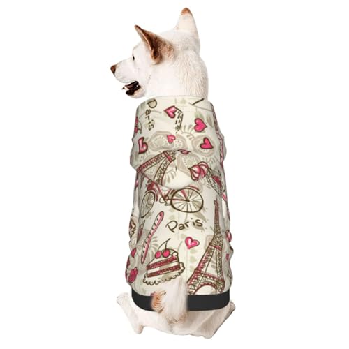 Hunde-Kapuzenpullover mit Paris-Muster, Hundekleidung für Welpen, Kätzchen, kleine, mittelgroße Hunde, Katzen Hunde-Kapuzenpullover mit Paris-Muster, Hundekleidung für Welpen, Kätzchen, kleine, mittelgroße Hunde, Katzen von CFAN