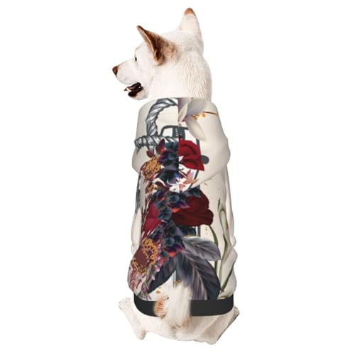 Hunde-Kapuzenpullover mit Rosenmotiv, Vintage-Stil, mit Anker-Motiv, für Hunde und Katzen von CFAN