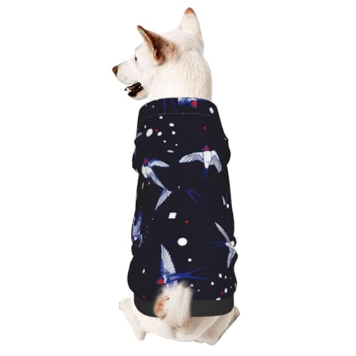 Hunde-Kapuzenpullover mit Schwalbenvogel-Muster, Haustierkleidung, Basic-Hoodie für kleine und mittelgroße Hunde Hunde-Kapuzenpullover mit Schwalbenvogel-Muster, Haustierkleidung, Basic-Hoodie für kleine und mittelgroße Hunde von CFAN