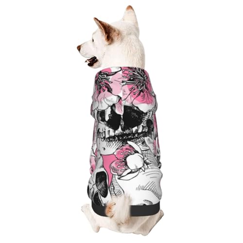 Hunde-Kapuzenpullover mit Totenköpfen und Kirschblüten für kleine und mittelgroße Hunde von CFAN