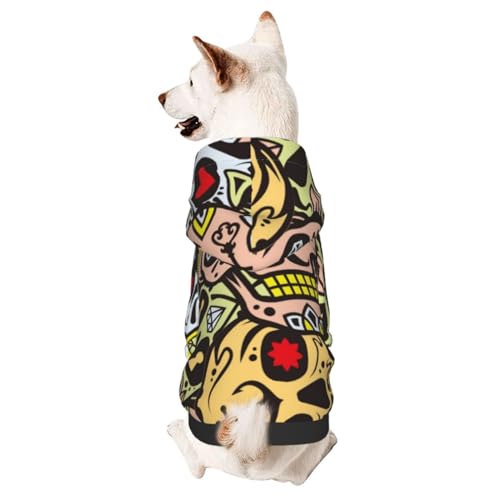 Hunde-Kapuzenpullover mit Totenkopf-Muster, Haustierkleidung, für kleine, mittelgroße Hunde, Katzen, Kätzchen von CFAN