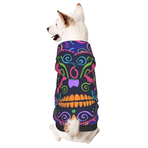 Hunde-Kapuzenpullover mit Totenkopf und Blumenaugen, Haustierkleidung, für kleine, mittelgroße Hunde, Katzen, Kätzchen von CFAN