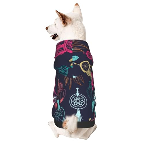 Hunde-Kapuzenpullover mit Traumfänger- und Federmuster, warmer Kapuzenpullover für kleine und mittelgroße Hunde von CFAN