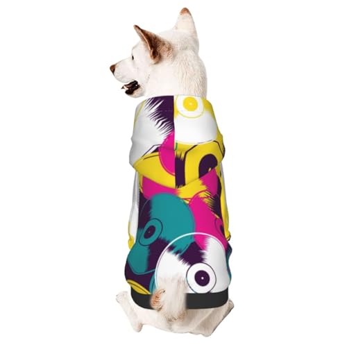 Hunde-Kapuzenpullover mit Vinyl-Schallplattenmuster, Hundekleidung für Welpen, Kätzchen, kleine, mittelgroße Hunde, Katzen von CFAN