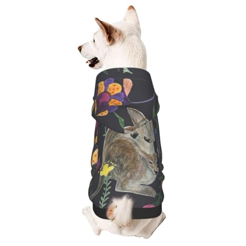 Hunde-Kapuzenpullover mit Wasserfarben-Motiv und Känguru- und Blumenblätter-Muster, Winterpullover, Haustierpullover, Hundekleidung von CFAN
