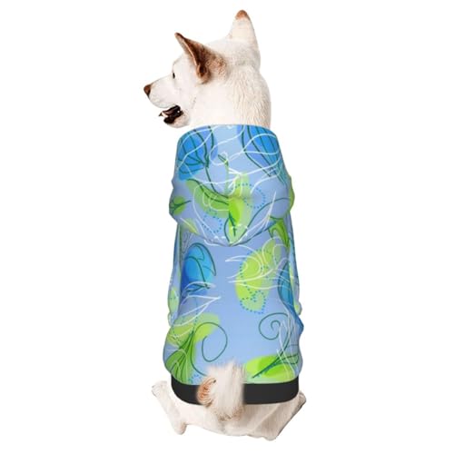Hunde-Kapuzenpullover mit abstraktem blauem Blumenmuster, Haustierkleidung, für kleine und mittelgroße Hunde von CFAN