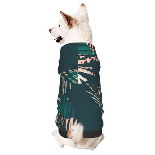 Hunde-Kapuzenpullover mit exotischem Palmblatt, tropische Blätter, Haustierkleidung, Welpen-Kleidung, Haustier-Kapuzenpullover für kleine, mittelgroße Hunde, Katzen, Kätzchen von CFAN