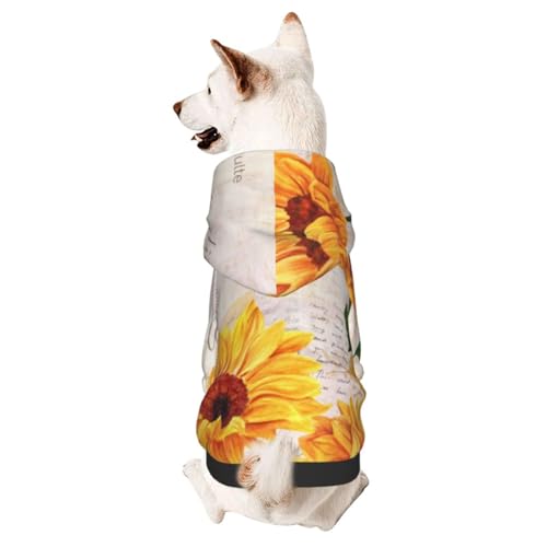Hunde-Kapuzenpullover mit gelben Sonnenblumen, Vintage-Stil, Blumen-Buchstabe, Haustierkleidung, Hunde-Kapuzenpullover für kleine und mittelgroße Hunde von CFAN