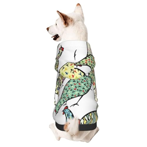 Hunde-Kapuzenpullover mit handgezeichnetem Hühnermuster, Haustierkleidung, Welpen-Kleidung, Haustier-Kapuzenpullover für kleine, mittelgroße Hunde, Katzen, Kätzchen von CFAN