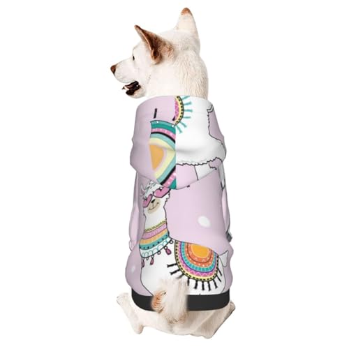 Hunde-Kapuzenpullover mit niedlichem Cartoon-Llama-Muster, Hundekleidung für Welpen, Kätzchen, kleine, mittelgroße Hunde, Katzen von CFAN