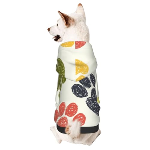 Hunde-Kapuzenpullover mit niedlichem Pfotenmuster, Hundekleidung für Welpen, Kätzchen, kleine, mittelgroße Hunde und Katzen von CFAN