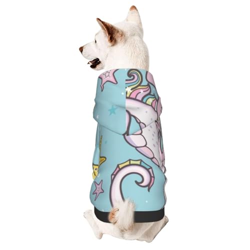 Hunde-Kapuzenpullover mit süßem Regenbogen-Seepferdchen-Einhorn, Seestern, warmer Kapuzenpullover für kleine und mittelgroße Hunde von CFAN
