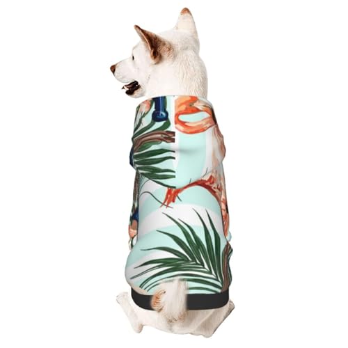 Hunde-Kapuzenpullover mit tropischem Muster mit Anker, Flamingo, Hibiskus, Palmblätter, für Herbst und Winter, Haustierkleidung für Hunde und Katzen Hunde-Kapuzenpullover mit tropischem Muster mit Anker, Flamingo, Hibiskus, Palmblätter, für Herbst und Winter, Haustierkleidung für Hunde und Katzen von CFAN