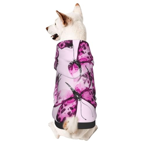 Hunde-Wintermantel mit Kapuze, Aquarell-Schmetterling-Muster, Hundekleidung für kleine Hunde, Haustier-Kapuzenpullover, Katzenbekleidung von CFAN