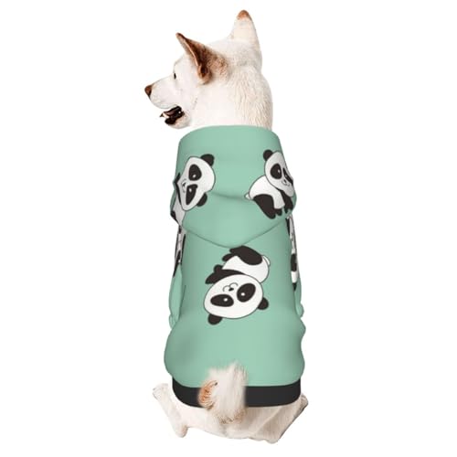Hunde-Wintermantel mit Kapuze, Panda-Motiv mit grünem Bambus, Hundekleidung für kleine Hunde, Haustier-Kapuzenpullover, Katzenbekleidung von CFAN