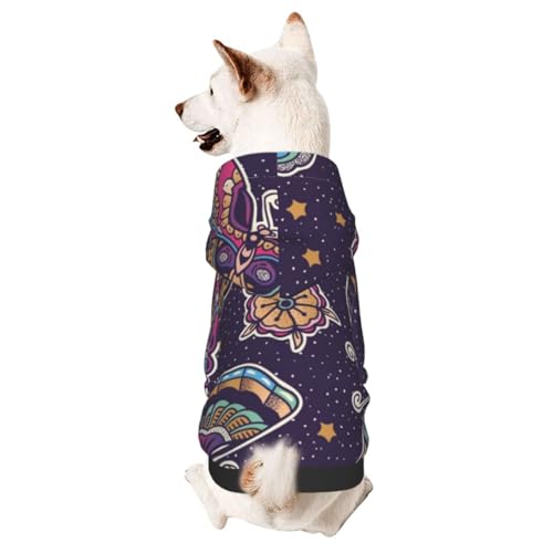Hunde-Wintermantel mit Kapuze, bunte Schmetterlinge und Blumen, Hundekleidung für kleine Hunde, Haustier-Kapuzenpullover, Katzenbekleidung von CFAN