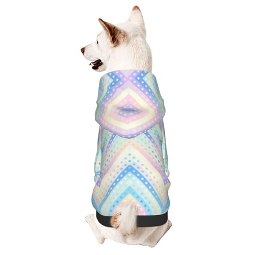 Hunde-Wintermantel mit Kapuze, buntes Streifen und Punktemuster, geometrisch, abstrakt, Hundekleidung für kleine Hunde, Haustier-Kapuzenpullover, Katzenbekleidung von CFAN