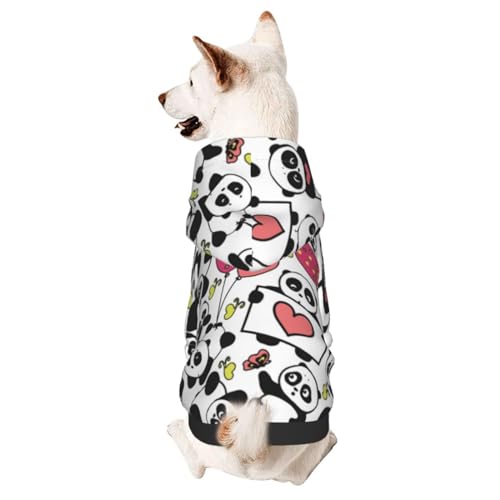 Hunde-Wintermantel mit Kapuze, niedlicher Panda mit Herzmuster, Hundekleidung für kleine Hunde, Haustier-Kapuzenpullover, Katzenbekleidung von CFAN