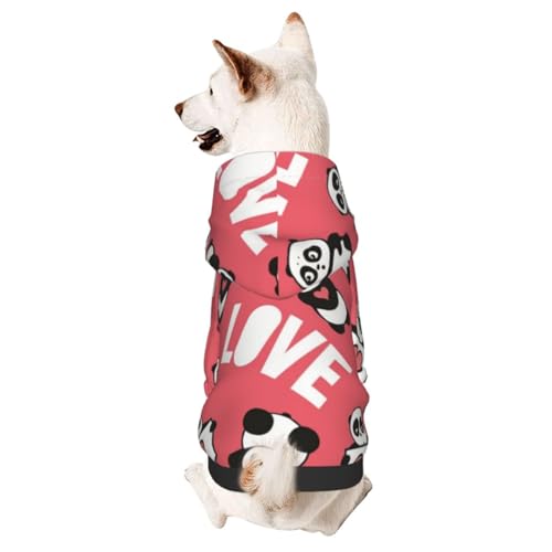 Hunde-Wintermantel mit Kapuze, niedliches Panda-Herz-Liebesmuster, Hundekleidung für kleine Hunde, Haustier-Kapuzenpullover, Katzenbekleidung von CFAN