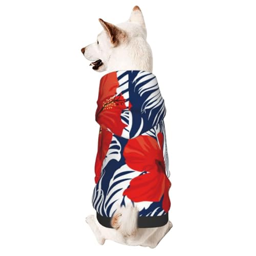 Hunde-Wintermantel mit Kapuze, tropische Blumen und Palmblätter, Hundekleidung für kleine Hunde, Haustier-Kapuzenpullover, Katzenbekleidung Hunde-Wintermantel mit Kapuze, tropische Blumen und Palmblätter, Hundekleidung für kleine Hunde, Haustier-Kapuzenpullover, Katzenbekleidung von CFAN