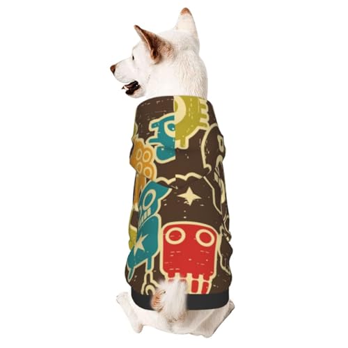 Hunde-Wintermantel mit Roboter- und Monster-Muster, mit Kapuze, Hundekleidung für kleine Hunde, Haustier-Kapuzenpullover, Katzenbekleidung von CFAN