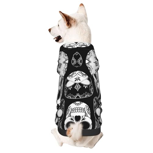 Hunde-Wintermantel mit Totenkopf-Muster, mit Kapuze, Hundekleidung für kleine Hunde, Haustier-Kapuzenpullover, Katzenbekleidung Hunde-Wintermantel mit Totenkopf-Muster, mit Kapuze, Hundekleidung für kleine Hunde, Haustier-Kapuzenpullover, Katzenbekleidung von CFAN