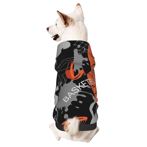 Hundepullover mit Basketball-Spiel, Sportmann-Silhouette, für den Winter, Welpen, Kapuzenpullover, Haustier-Sweatshirt, Kleidung für kleine und mittelgroße Hunde von CFAN