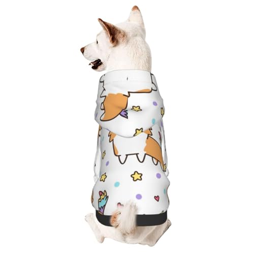 Hundepullover mit Einhorn-Motiv, walisischer Corgi mit Schwanz und Sternen, für den Winter, Welpen, Kapuzenpullover, Haustier-Sweatshirt, Kleidung für kleine und mittelgroße Hunde von CFAN