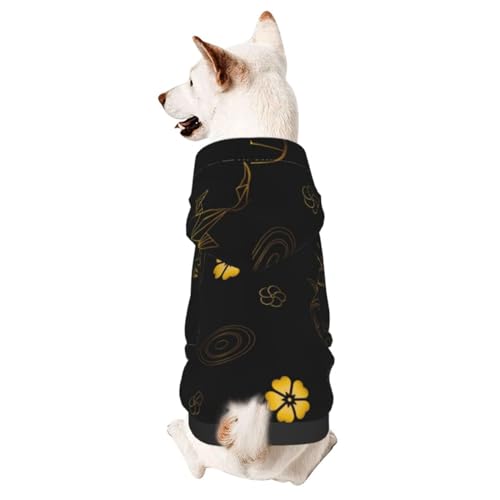 Hundepullover mit Koi-Fisch- und Blumenmuster, Winter-Kapuzenpullover, Haustier-Sweatshirt, Kleidung für kleine und mittelgroße Hunde von CFAN