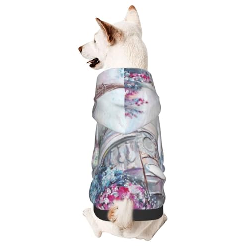 Hundepullover mit Ölgemälde, Stadtlandschaft, Winterwelpe, Kapuzenpullover, Haustier-Sweatshirt, Kleidung für kleine und mittelgroße Hunde von CFAN