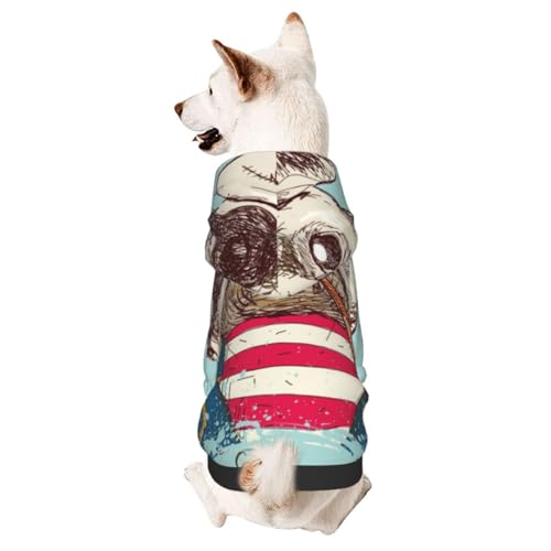 Hundepullover mit Piratenmotiv und Mops, Winterpullover von CFAN