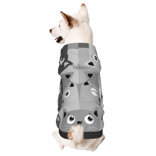Hundepullover mit niedlichem Katzenmuster, für den Winter, Welpen, Haustier-Sweatshirt, Kleidung für kleine und mittelgroße Hunde von CFAN